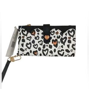 Betsey Johnson Black and White Heart Wristlet